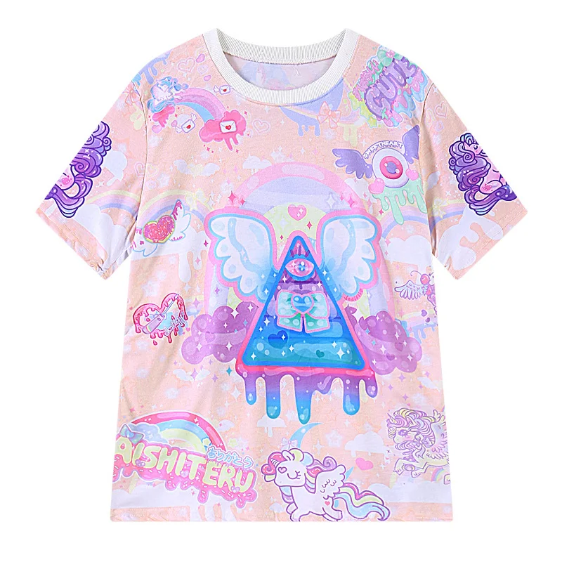Great selling casual printing cartoon design girls t-shirt customized logo, N/a 
Great selling casual printing cartoon design girls t-shirt customized logo, N/a