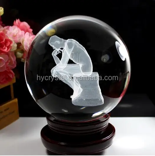 clear wholesale man engraving 3d laser crystal glass globe ball