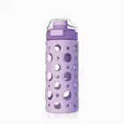 Wholesale china sports unbreakable glass water bottle with silicone sleeve