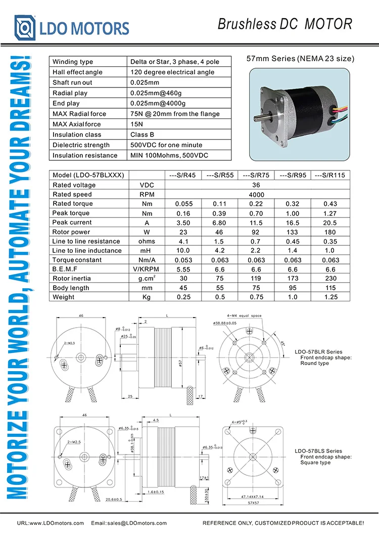 Nema 23 Brushless Motor, View Nema 23 BLDC Motor, LDO MOTORS Product ...