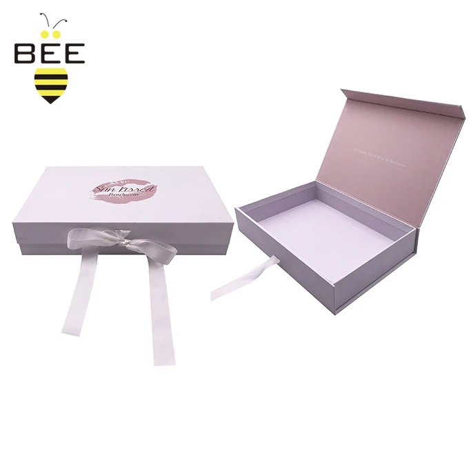 box with ribbon luxury custom design swimwear box packaging