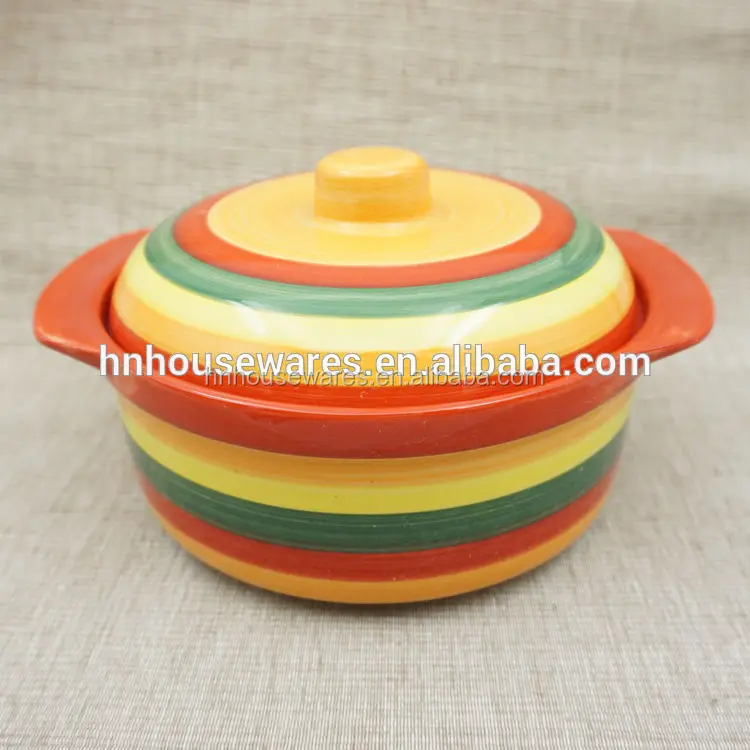 novelty colorful chinese custom stoneware hand painted bowl with cover cover bowl