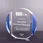 Wholesale blk/blue trophy crystal glass with gradient award plaque