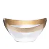 Special shape glass fruit bowl with gold foil rim