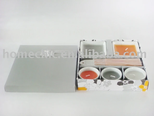 gray/orange scented candle gift set