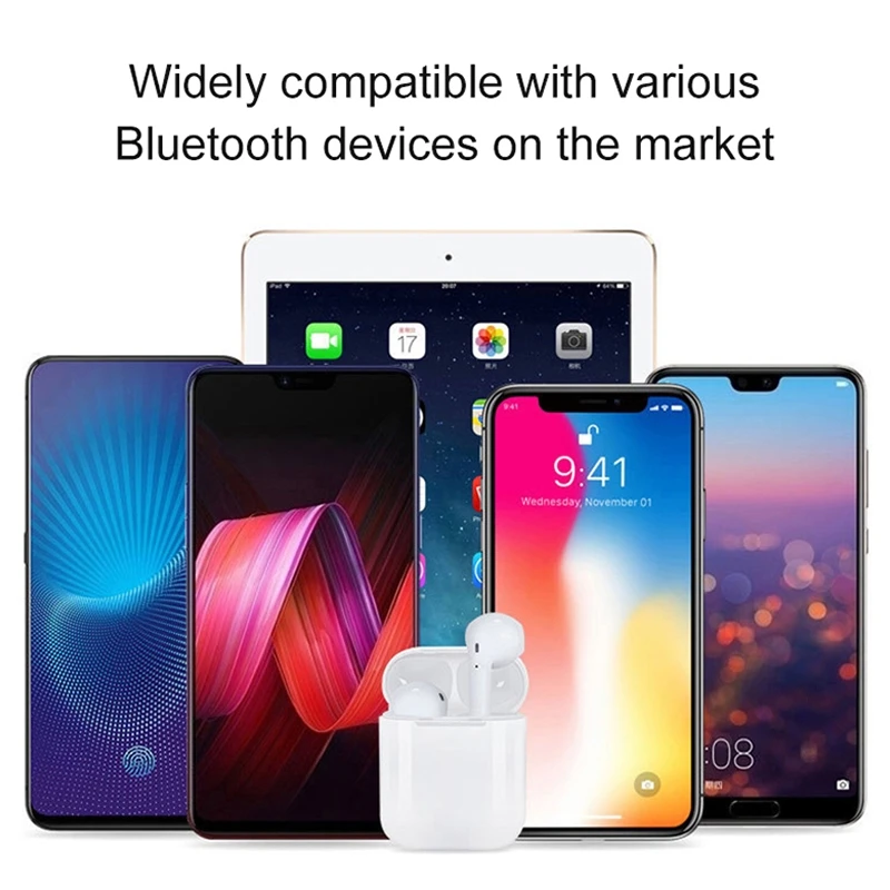 i12 Plus TWS Bluetooth 5.0 Wireless Earphones with Charging Case Support for Apple iPhone Android Auto Pairing & Touch Control - ANKUX.COM