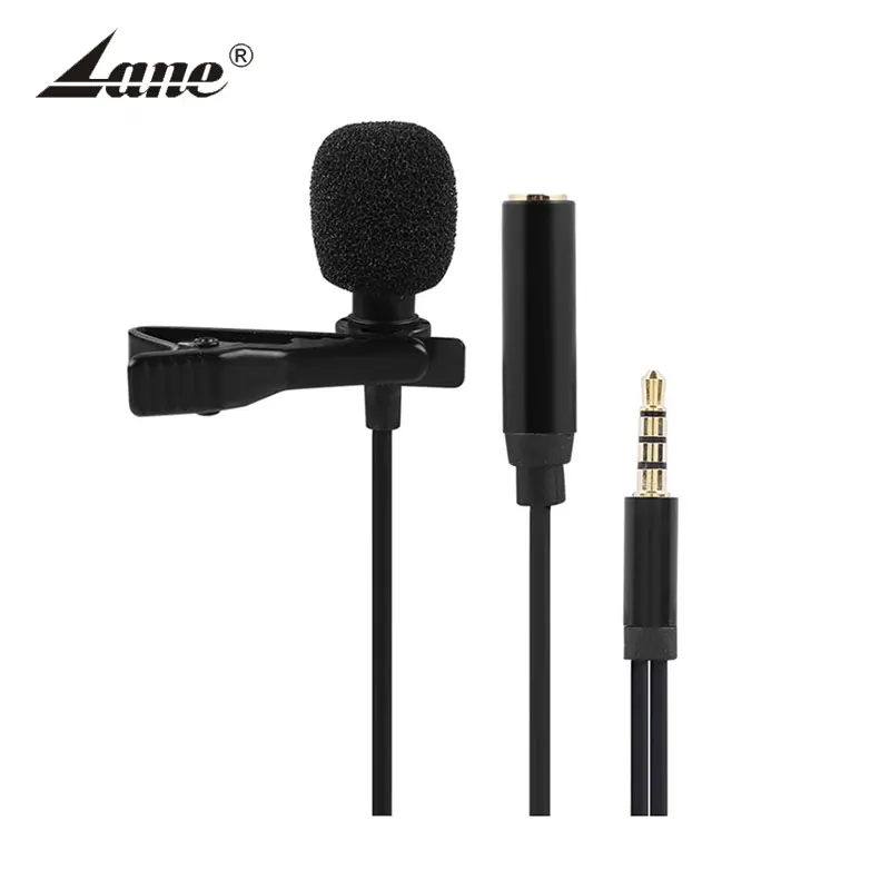 

1.5m 3.5mm Lavalier Clip On Lapel Condenser Microphone for Mobile Phone for Speech Recording, Black