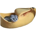 Custom luxury portable pet plush cotton dog banana pet bed mat warm indoor cat house
