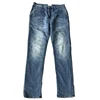 Cheap price stock inventory autumn winter korean style ladies jeans pants blue women trousers