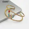 WT-B470 CZ Pave Bangle Multi Color Alphabet Bangle Jewelry 1-26 Letters Can Be Available Birthday Gift For Her Adjustable Bangle
