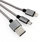 3in1 USB Cable 2A Charge Micro USB +Type C Cable 100cm Nylon Braided Multiple Cable for Samsung