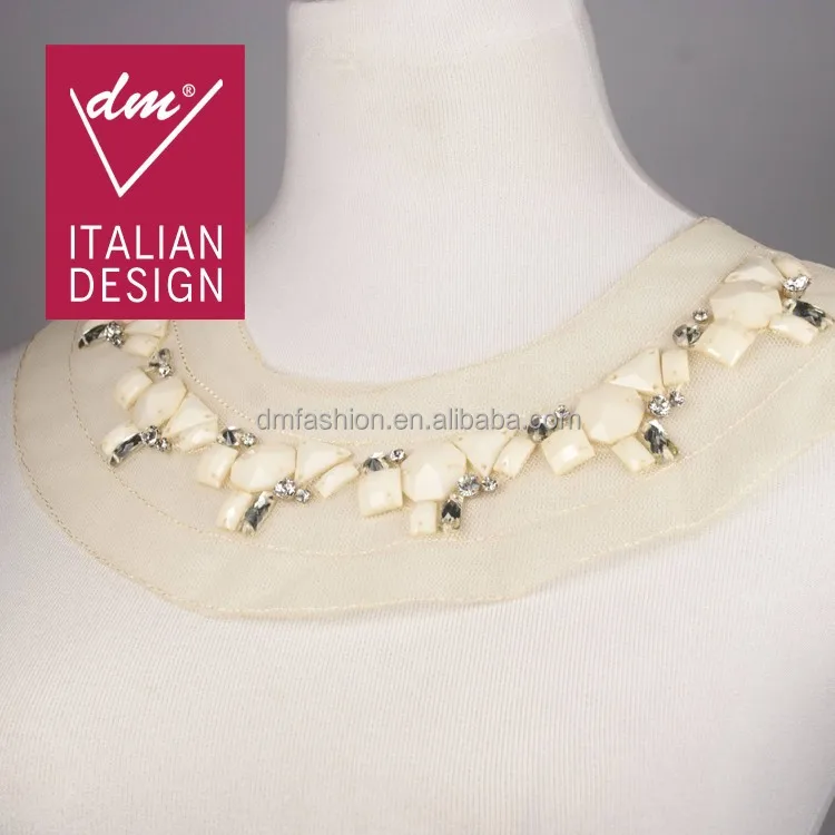 2015 Beautiful Fashion rhinestone beaded dress collar neck designs