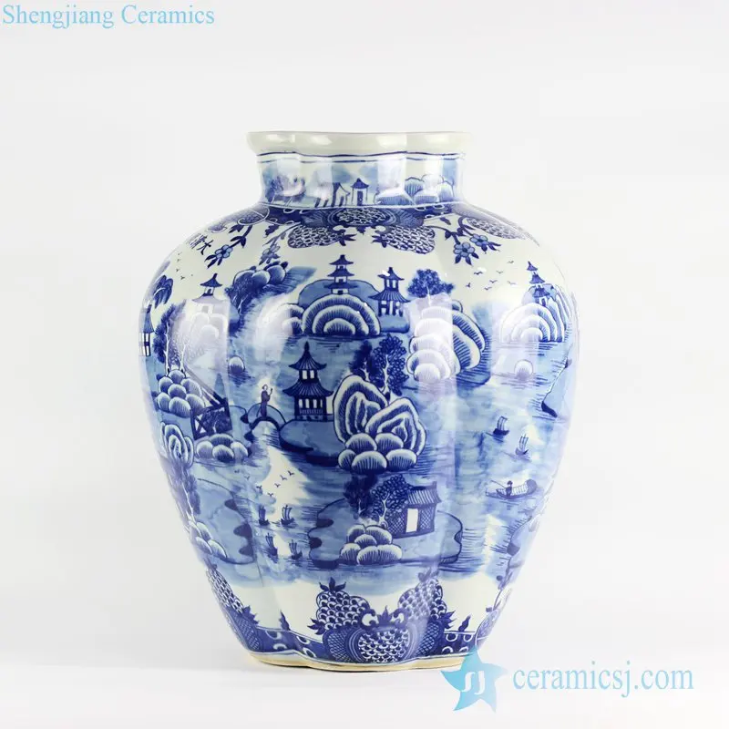 Rylu100 Exquisite Melon Ridge Design Blue And White Ancient China