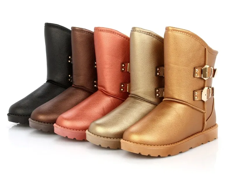 Waterproof fashion plus velvet snow boots female boots slip-resistant platform soft outsole flat women's shoes
