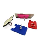 Custom Logo Sticker Silicone Wallet Cell Phone Card Holder with Ring Stand