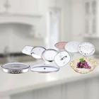 Black Ring Irrgular-shaped Tempered Glass Cooking Pot Lids