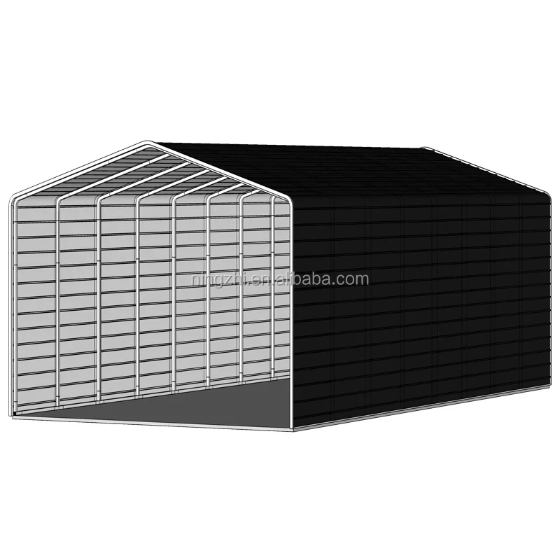 Partially Enclosed Commerical Steel Carport View Commerical