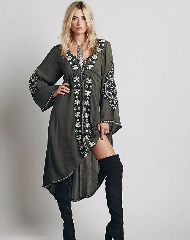Women High Low Vintage Ethnic Flower Embroidered Cotton Tunic Casual Long Dress Hippie Boho People Asymmetric Maxi Dress
Women High Low Vintage Ethnic Flower Embroidered Cotton Tunic Casual Long Dress Hippie Boho People Asymmetric Maxi Dress