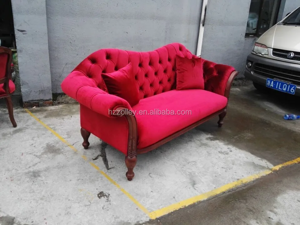 Estilo francês cor sofás sofás sofás baratos preço <br/> tecido de veludo vermelho