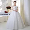 Popular white strapless floor length lace bridal wedding dress 2015