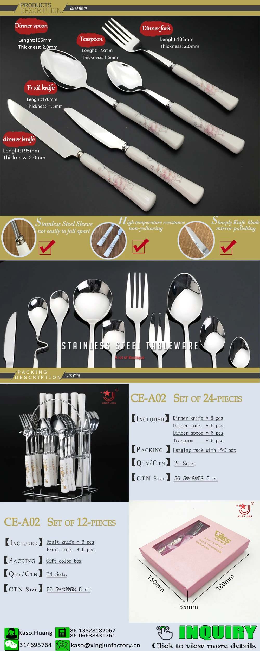 Porcelain Ceramic Stainless Steel Spoon Fork Set - Buy Ceramic Fork Set