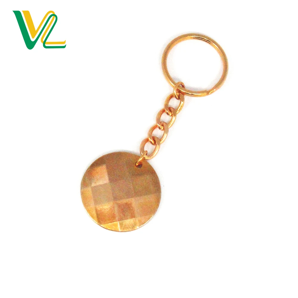 fashion die casting golden round pendant gift keychain for woman