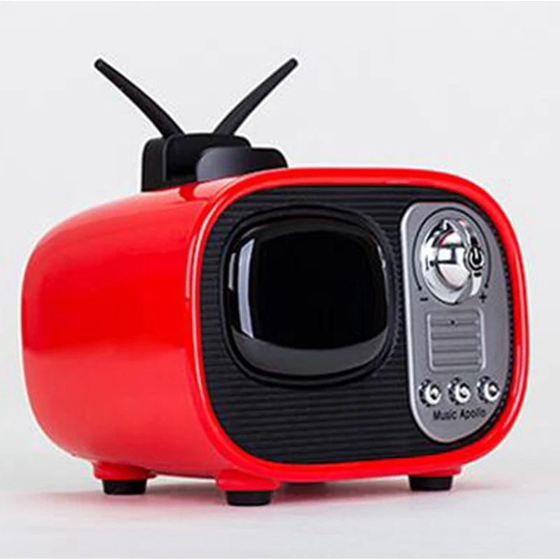 Creative retro TV shaped mini portable QI charging wireless speaker home - ANKUX.COM
