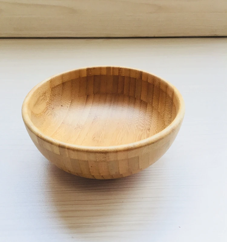 Wholesale Cheap Food Grade Carbonized Bamboo Salad Bowl Round Deep Rice Miso Soup Bowl