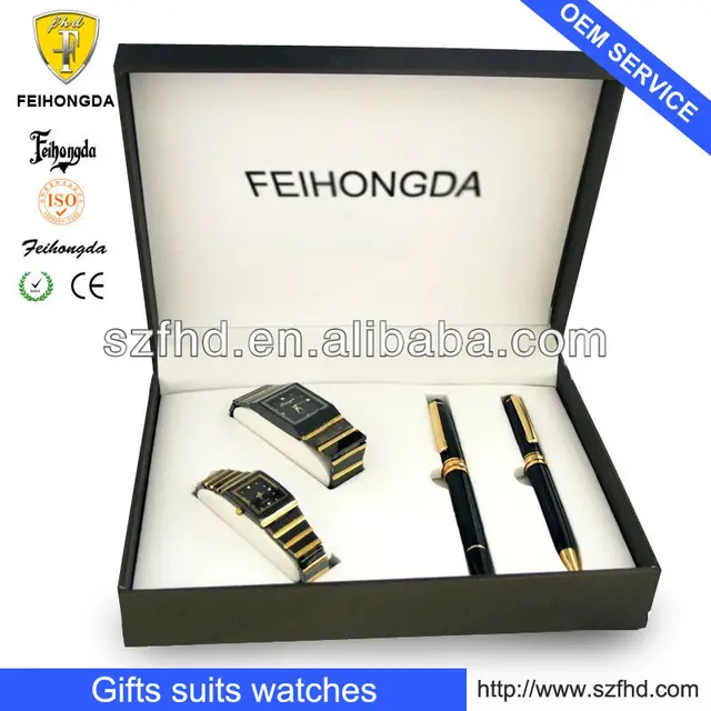 set series of promotional gift of watch and pens with lowest