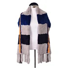 Jancoco Fashionable Real Rabbit Fur Shawls with tassels Winter Long Warm Fur Cape