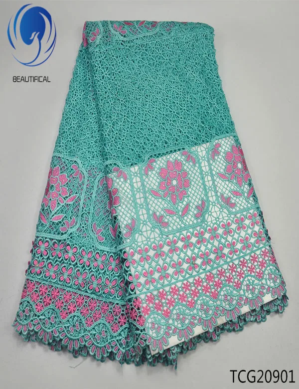 Beatifical african cord rhinestone guipure sketch lace green lace fabric TCG209 
Beatifical african cord rhinestone guipure sketch lace green lace fabric TCG209