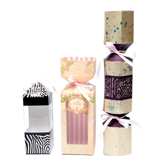 delicate design paper gift packing box with ribbon handle