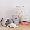 Canvas Handle Rope Fabric Laundry Bucket Storage Baskets With cotton material Round Toy sundries basket