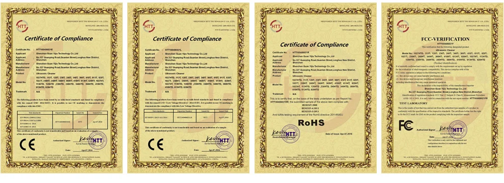 Ultrasonic Cleaner CE Certificates