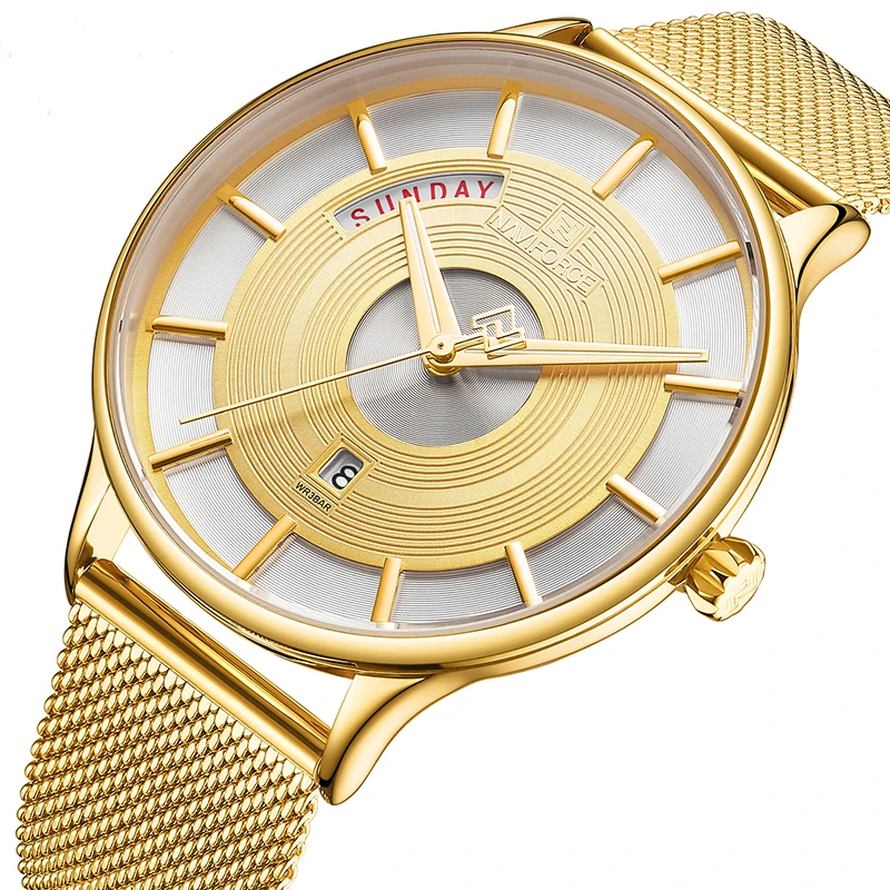 NAVIFORCE Mens Watches Business Casual Gold Quartz Watch Simple Waterproof Sport Military wristwatch men Clock Relogio Masculino, 5 colors
NAVIFORCE Mens Watches Business Casual Gold Quartz Watch Simple Waterproof Sport Military wristwatch men Clock Relogio Masculino, 5 colors