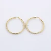 Gold Color Hiphop Big Hoop Earrings Brass Women Minimalist Circle Round Jewelry