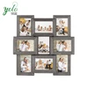 2019 Big Size 9 Decorative Collage House Wall Hanging Grey Vintage Wood Picture Frame For Multiple 4x6 Photo