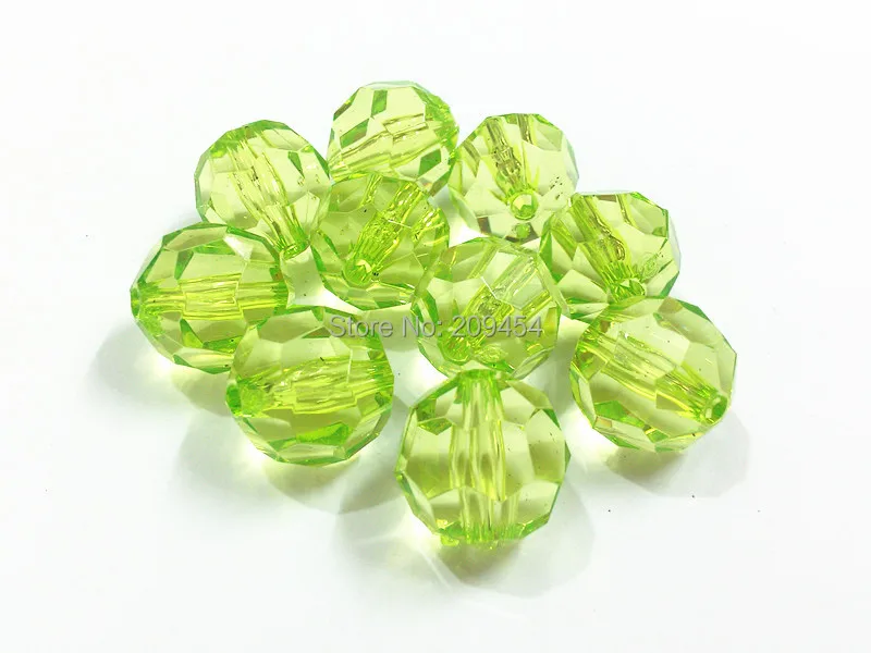 Free Shipping ! 20MM 100pcs/lot Light Green Transparent Big Faceted Acrylic Beads