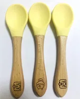DIY Customized LOGO Silicone Bamboo Wooden Baby Feeding Training Spoon and Fork Set 
DIY Customized LOGO Silicone Bamboo Wooden Baby Feeding Training Spoon and Fork Set