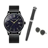 Corporate Executive Business 3 pc Gift set Japan Quartz Wrist Watch Roller Pen Cufflinks with box