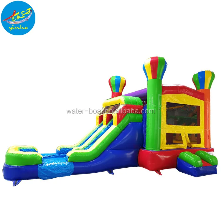 double slide adventure inflatable slide with bouncer combo balloon inflatable jumping castle for sale