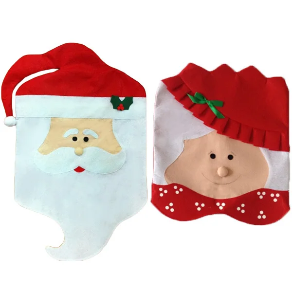 Mr & Mrs Santa Clause Dining Room Chair Back Hat Cap Covers For Christmas Xmas Dinner Table Party Decoration Ornaments Supplies