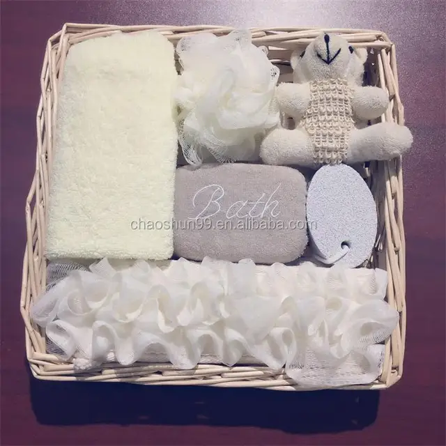 wholesale basket bath towel gift set women spa bath set bab