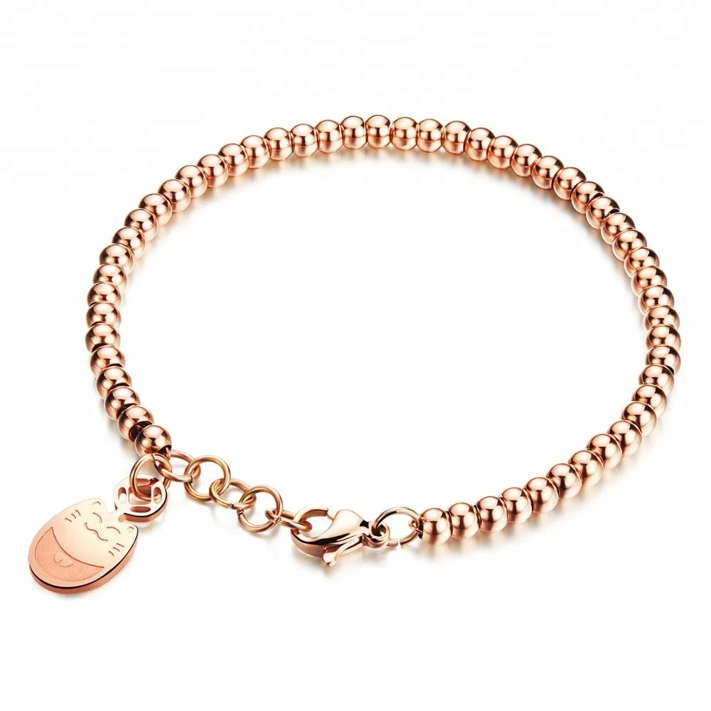 Charming Stainless Steel Beads Bracelet Rose Gold Lucky Cat Bracelet, White, rose gold
Charming Stainless Steel Beads Bracelet Rose Gold Lucky Cat Bracelet, White, rose gold