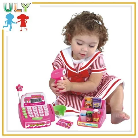 Funny kids educational pretend play toys plastic scanner toy cash register