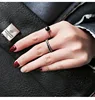 Korean Custom Silver Black Stone Ring Two finger Ring Wholesale Midi Rings Jewelry Women Adjustable Ring Sets