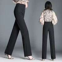 Ladies fashion formal Office High waist wide leg pants long black high quality pants
Ladies fashion formal Office High waist wide leg pants long black high quality pants