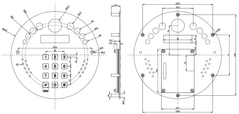 15 Key rfid metal cabinet door lock elevator control board keypad