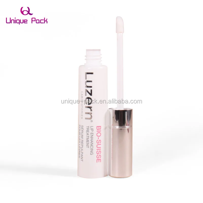 10ml plastic round clear lip gloss tube with gold metal empty refillable lip gloss lip balm tube bottle container