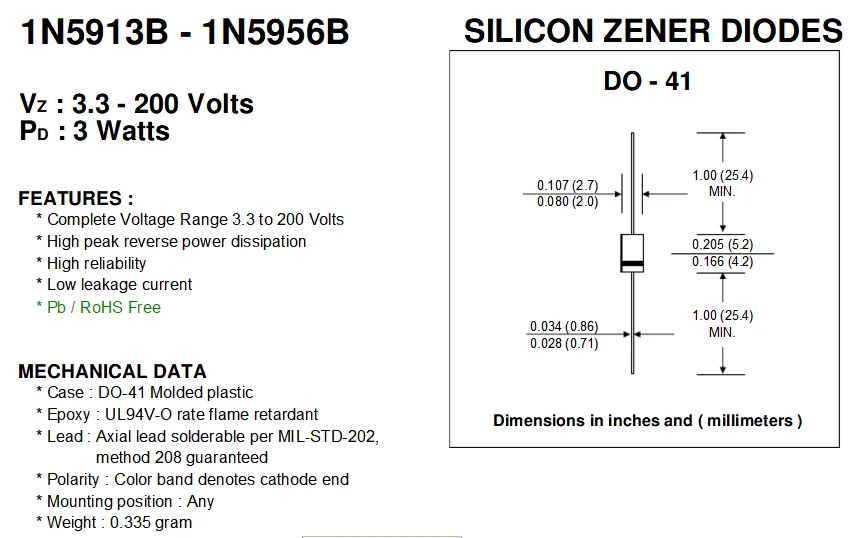 5w 10v zener diode as voltage regulator1n5925a